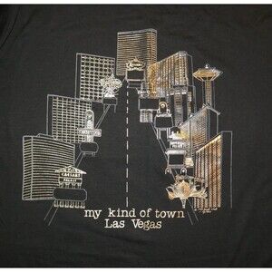 Las Vegas 1988 My Kind of Town Metallic Vegas Strip City Skyline T-Shirt Size XL